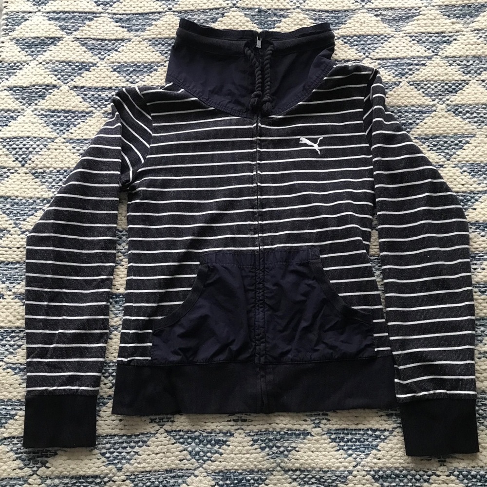 Vintage Puma Volvo Ocean Race 100% Cotton Zip Up Nautical Jacket Striped Small